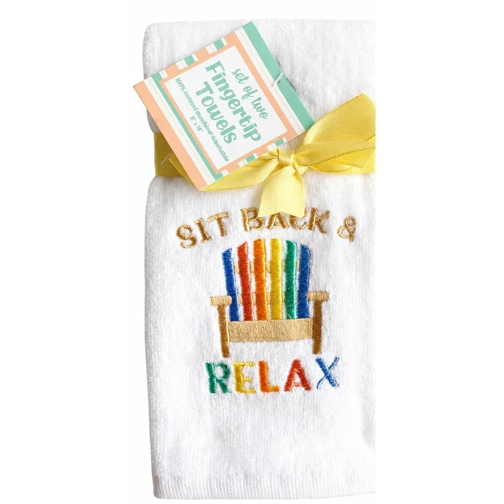 Beach Chair Rainbow Fingertip Towels Embroidered Pride Beach Summer Set of 2